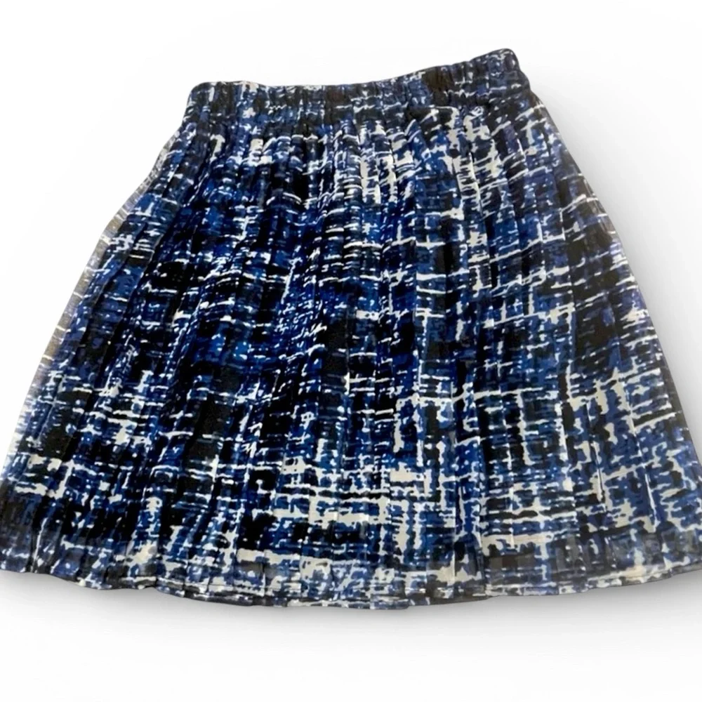 Aqua Blue White Skater Mini Skirt XS Coquette Cottagecore Y2K Elastic Waist